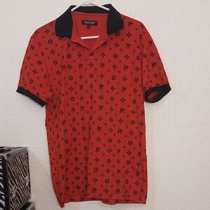 Red Patterned Men's Polo Shirt